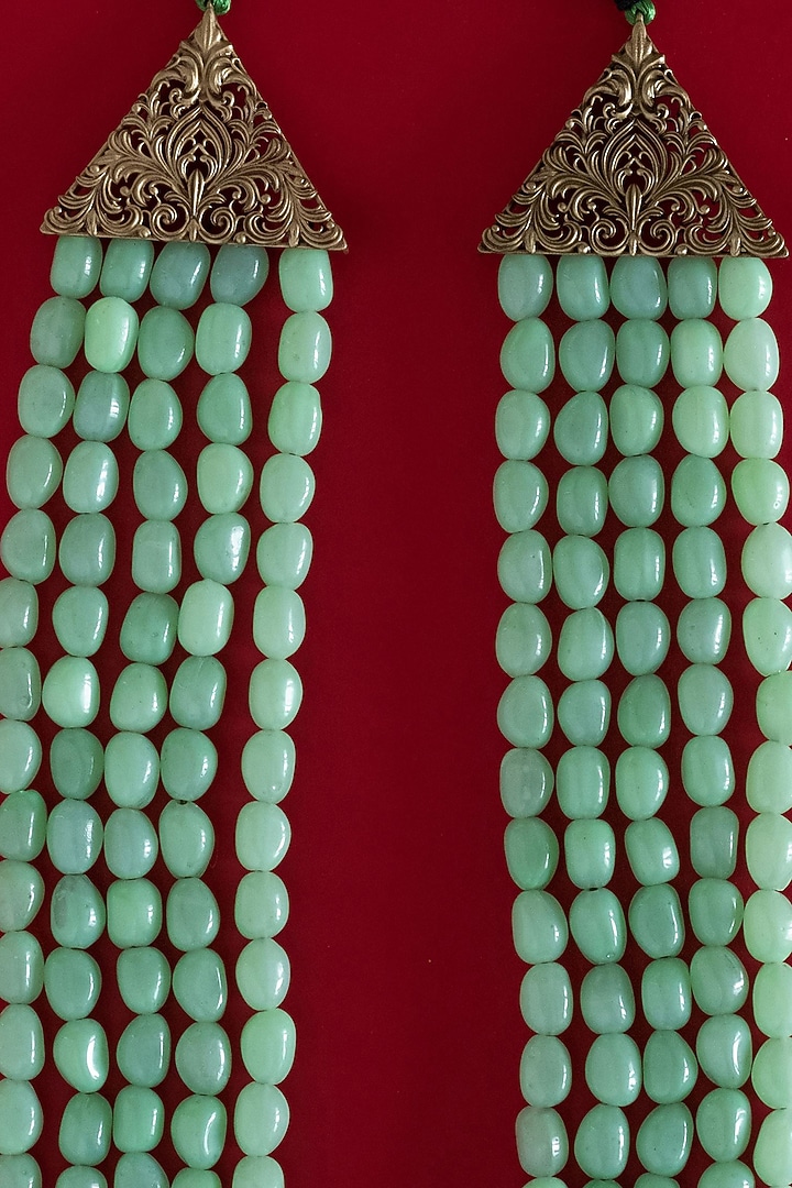 Pastel Green Glass Beaded Layered Mala by Cosa Nostraa at Pernia's Pop Up Shop