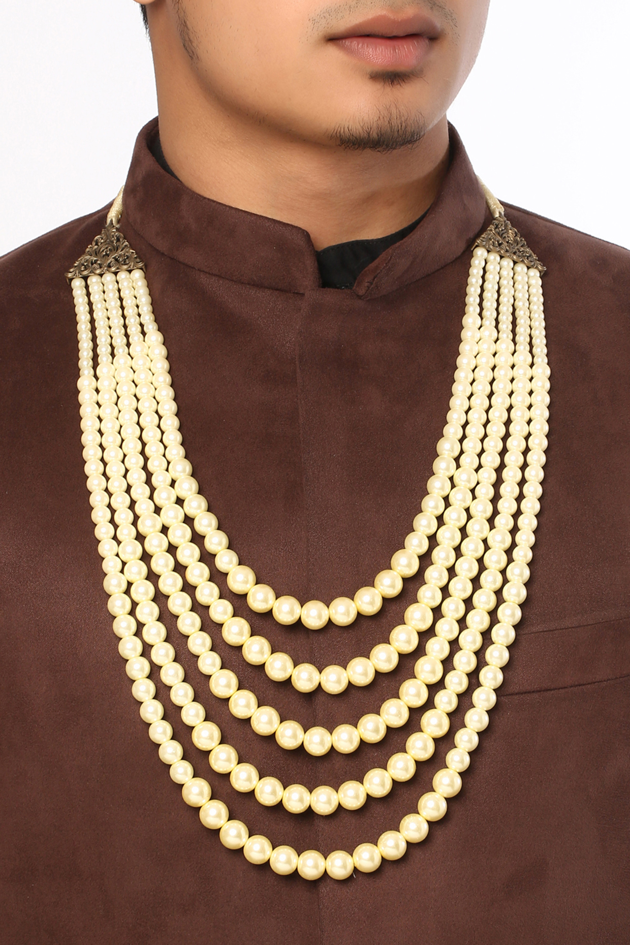 Gold Plated Rose Quartz Pendant Mala by Cosa Nostraa at Pernia's Pop Up Shop