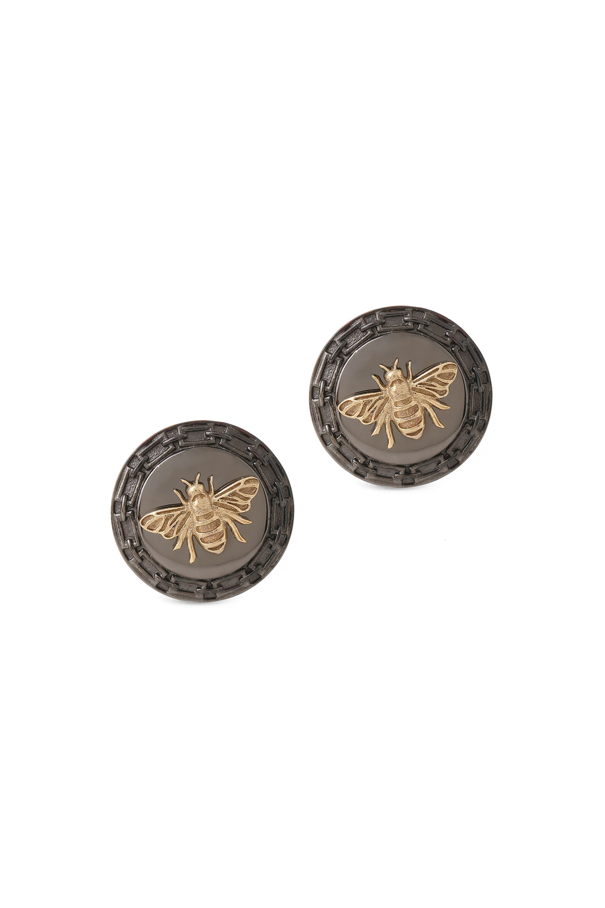 Grey Brass Honeybee Harmony Cufflinks by Cosa Nostraa at Pernia's Pop Up Shop