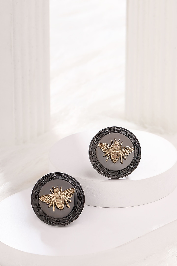 Grey Brass Honeybee Harmony Cufflinks by Cosa Nostraa at Pernia's Pop Up Shop