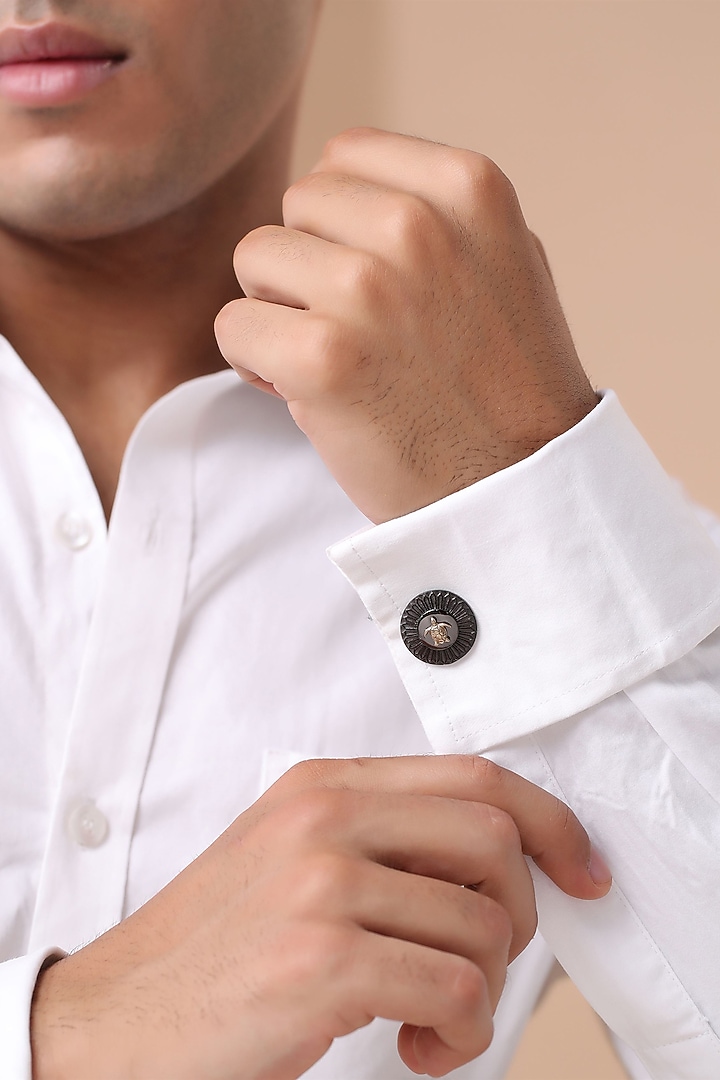 Grey Brass Turtle Twist Cufflinks by Cosa Nostraa at Pernia's Pop Up Shop