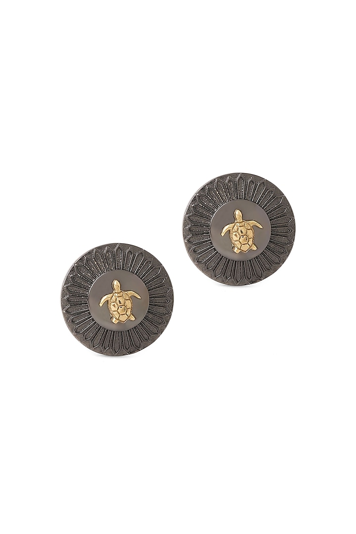 Grey Brass Turtle Twist Cufflinks by Cosa Nostraa at Pernia's Pop Up Shop