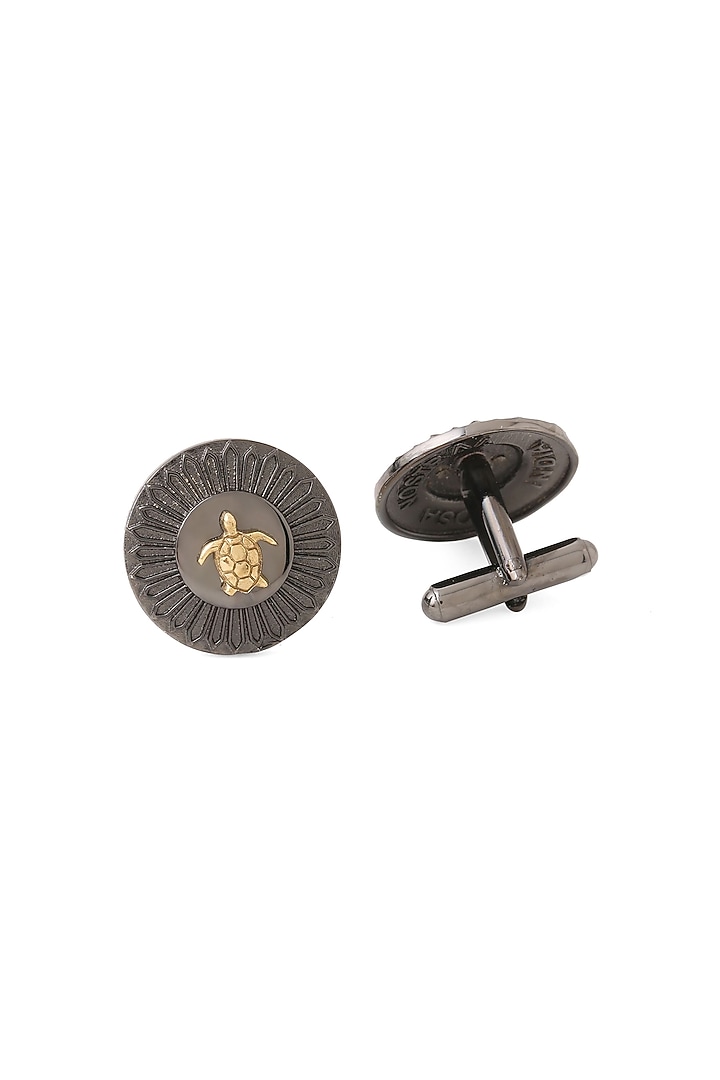 Grey Brass Turtle Twist Cufflinks by Cosa Nostraa at Pernia's Pop Up Shop