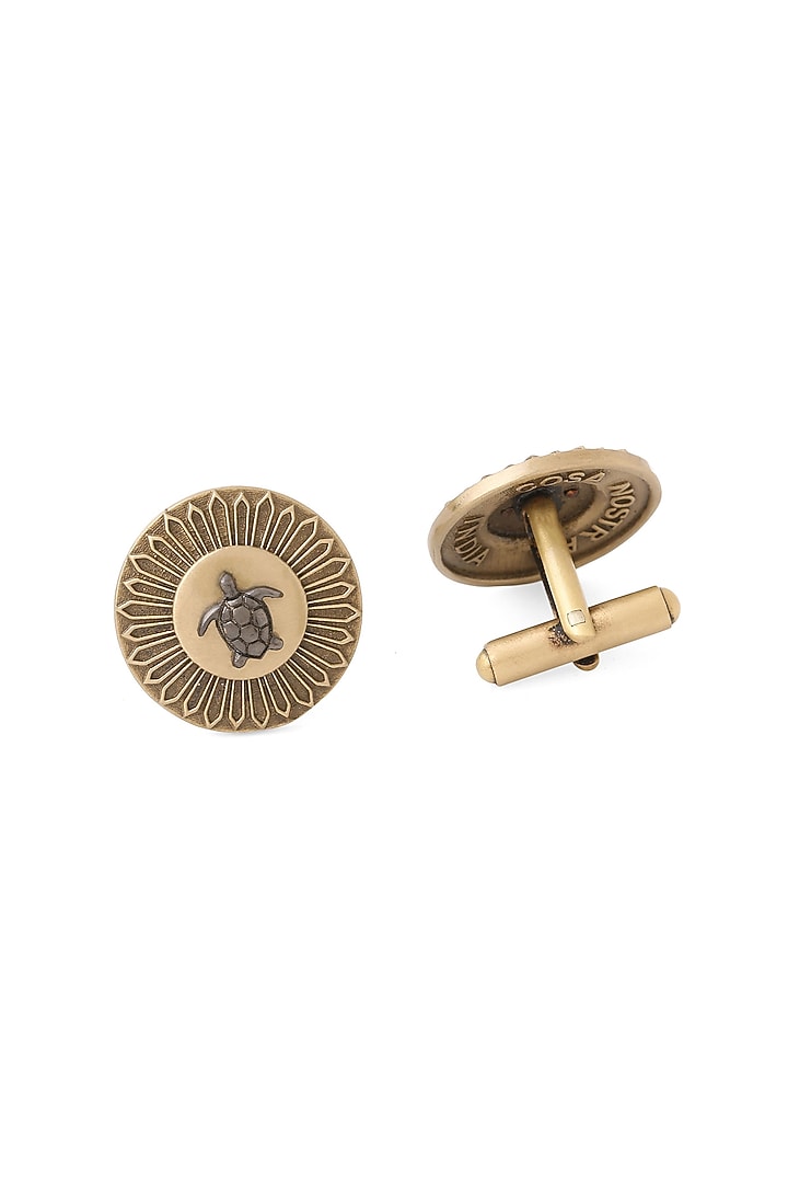 Antique Gold Brass Turtle Twist Cufflinks by Cosa Nostraa at Pernia's Pop Up Shop
