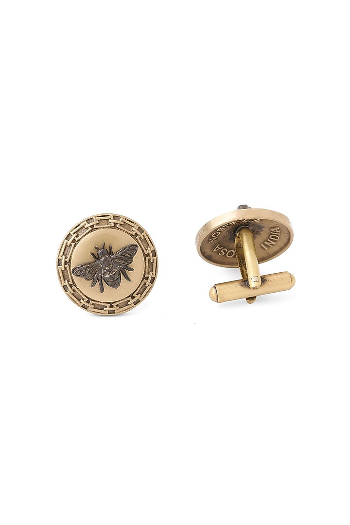 Antique Gold Brass Honey Bee Harmony Cufflinks by Cosa Nostraa at Pernia's Pop Up Shop