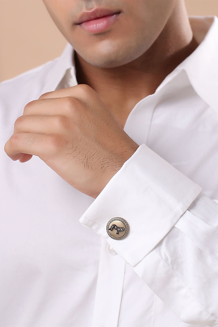 Antique Gold Brass Royal Jungle King Harmony Cufflinks by Cosa Nostraa at Pernia's Pop Up Shop