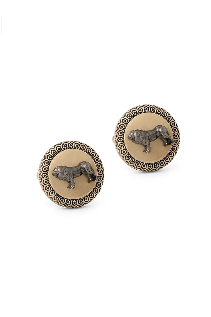 Antique Gold Brass Royal Jungle King Harmony Cufflinks by Cosa Nostraa at Pernia's Pop Up Shop
