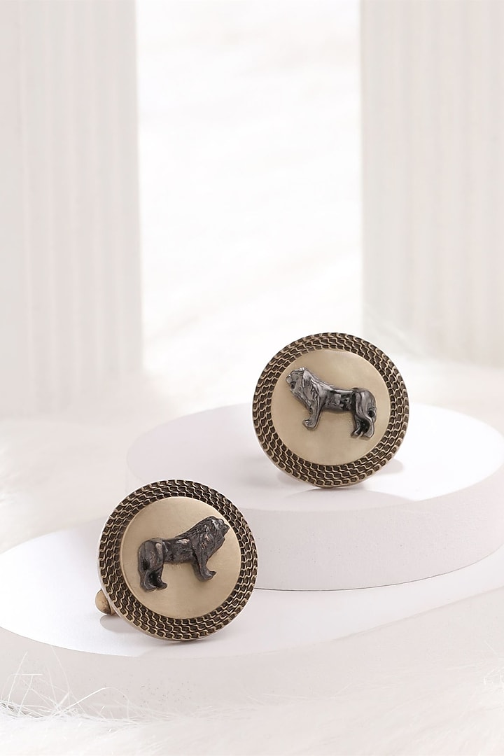 Antique Gold Brass Royal Jungle King Harmony Cufflinks by Cosa Nostraa at Pernia's Pop Up Shop
