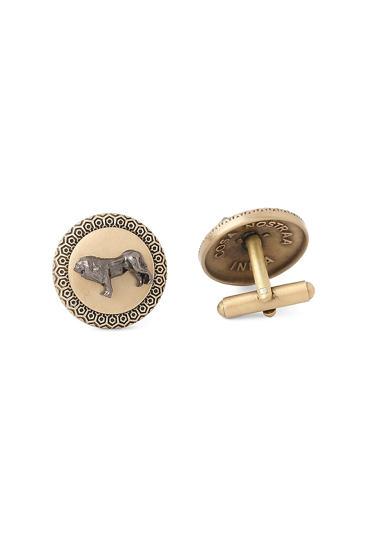 Antique Gold Brass Royal Jungle King Harmony Cufflinks by Cosa Nostraa at Pernia's Pop Up Shop