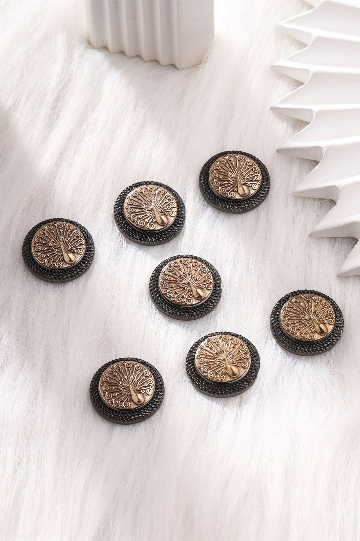 Grey Brass Buttons (Set of 7) by Cosa Nostraa at Pernia's Pop Up Shop