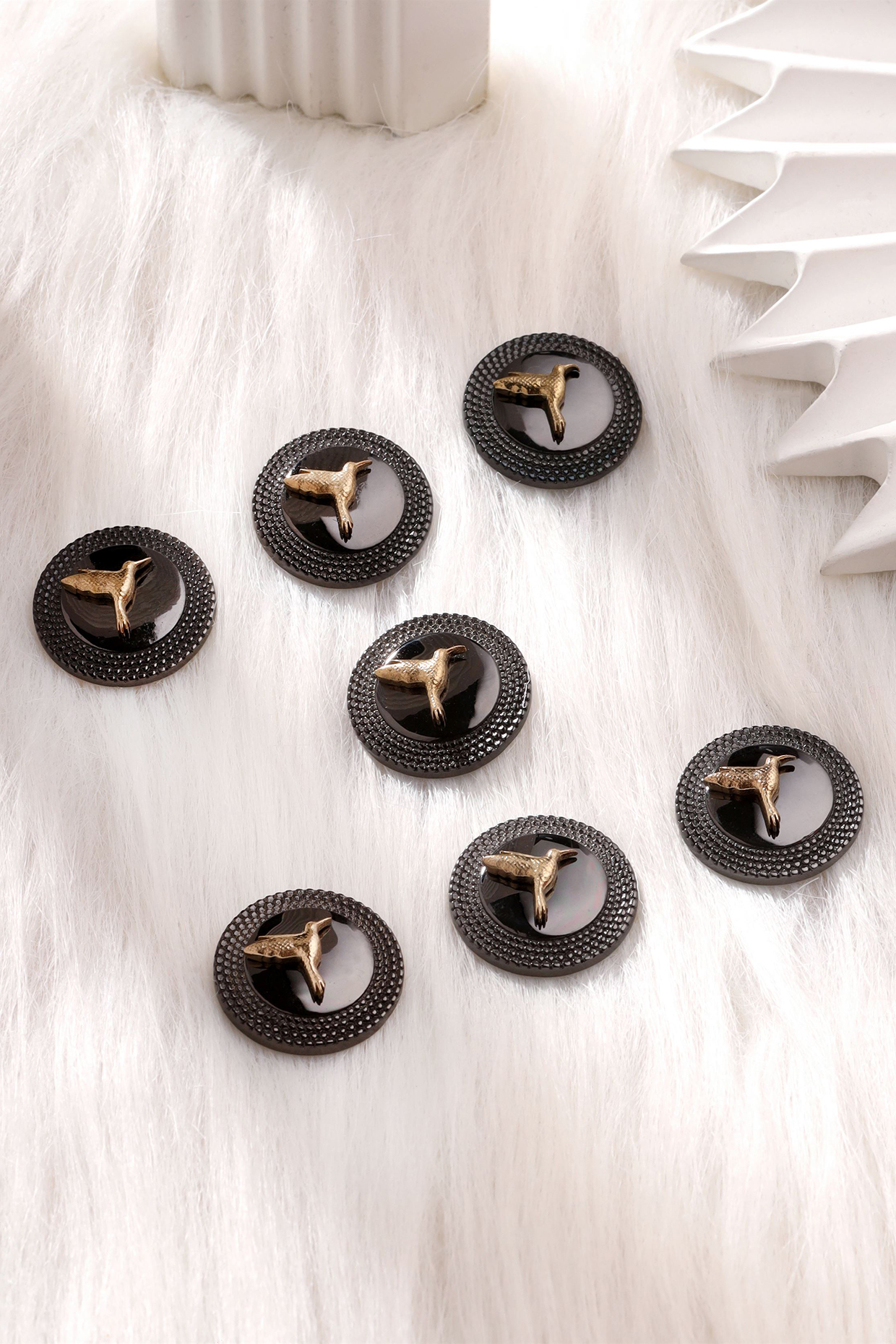 Grey Brass Buttons (Set of 7) by Cosa Nostraa at Pernia's Pop Up Shop