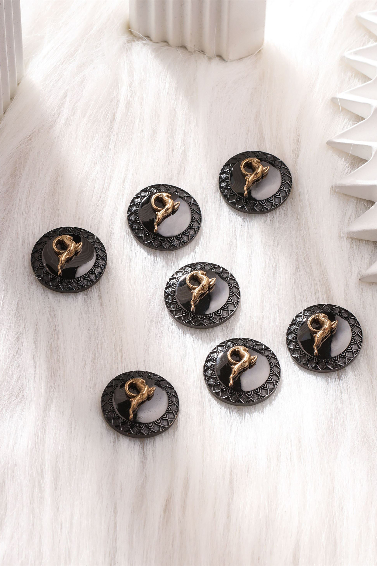 Grey Brass Buttons (Set of 7) by Cosa Nostraa at Pernia's Pop Up Shop