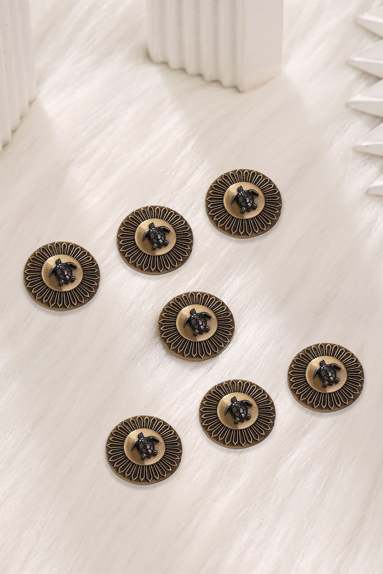 Antique Gold Brass Buttons (Set of 7) by Cosa Nostraa at Pernia's Pop Up Shop
