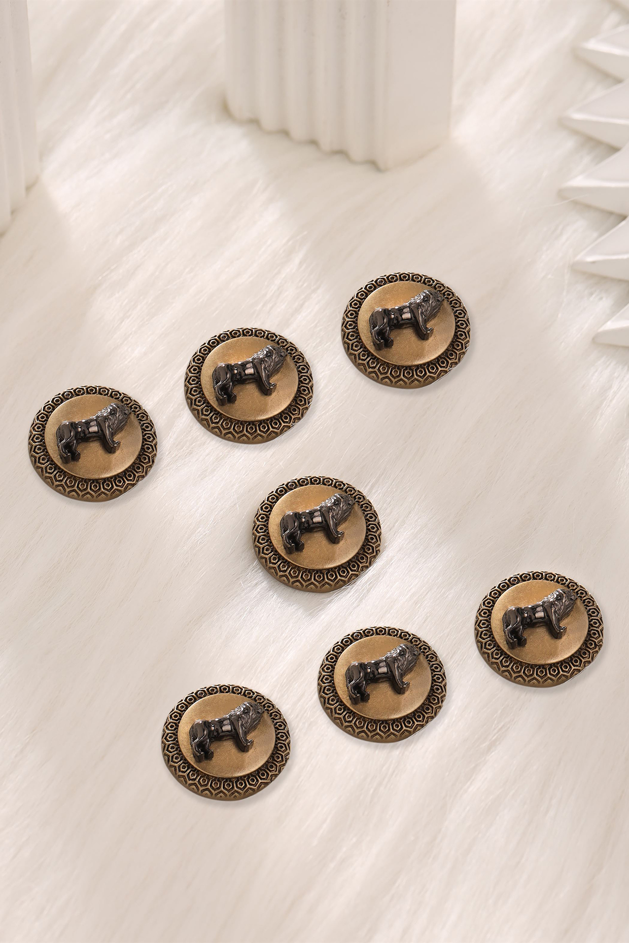 Antique Gold Brass Buttons (Set of 7) by Cosa Nostraa at Pernia's Pop Up Shop