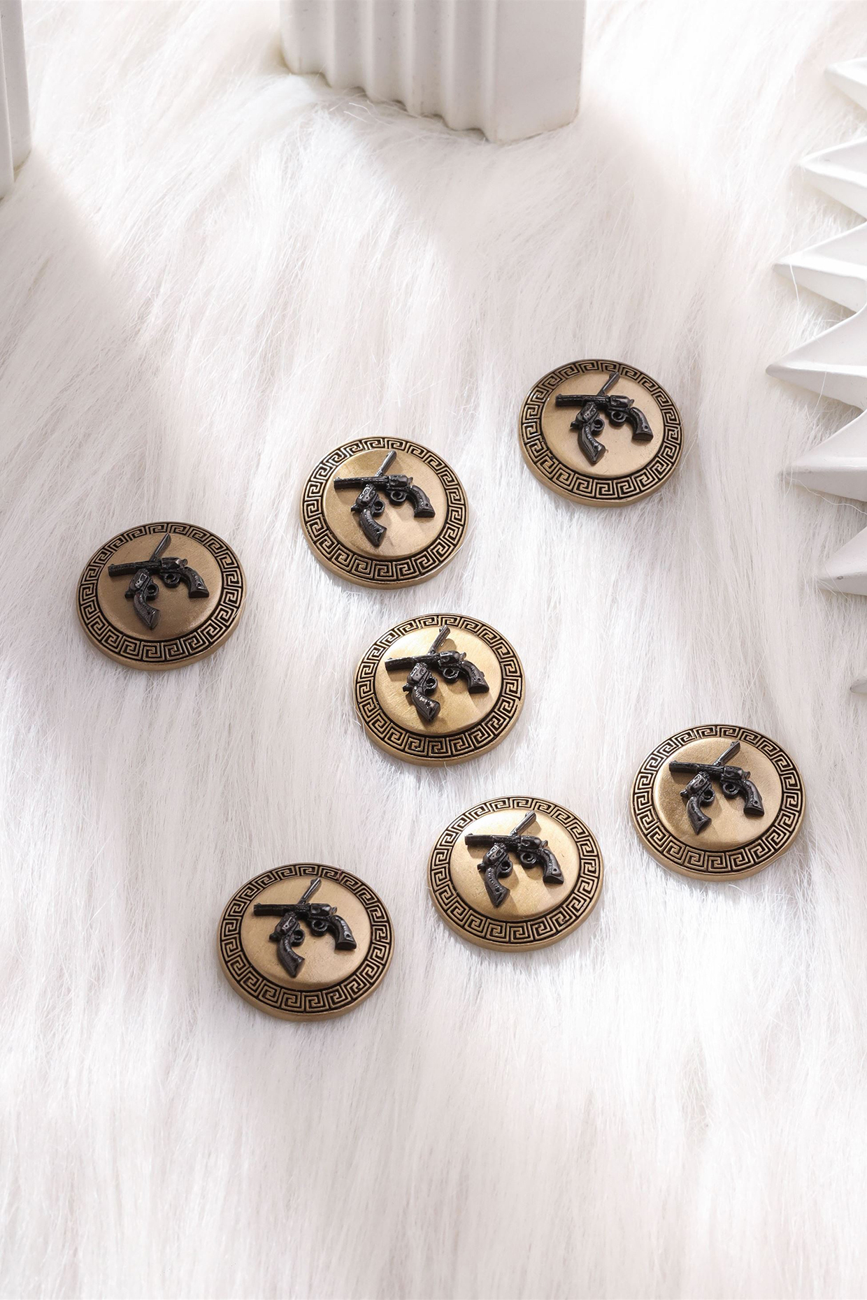 Antique Gold Brass Buttons (Set of 7) by Cosa Nostraa at Pernia's Pop Up Shop