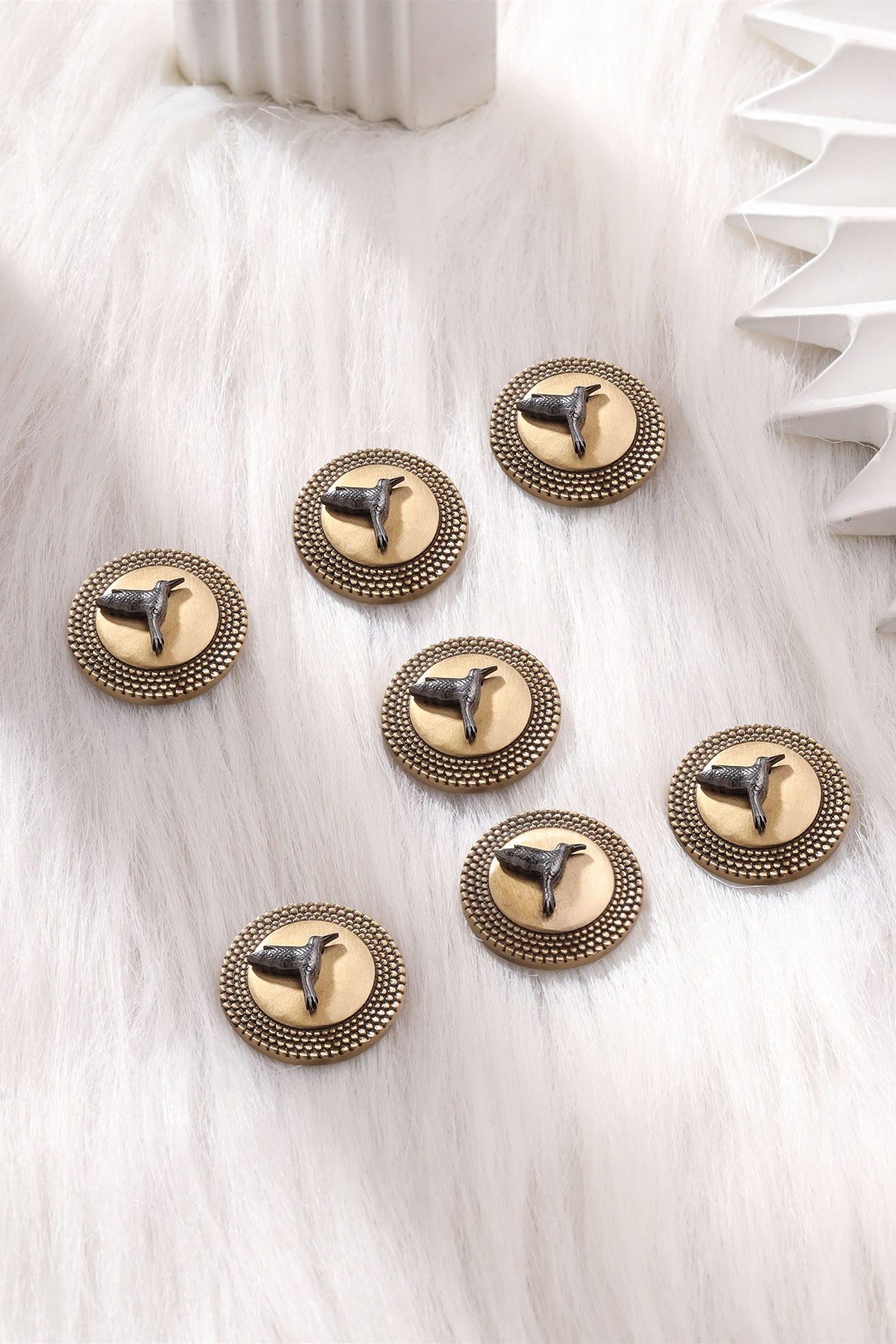 Antique Gold Brass Buttons (Set of 7) by Cosa Nostraa at Pernia's Pop Up Shop