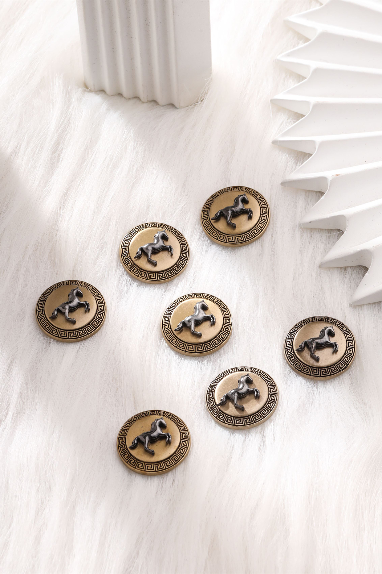 Antique Gold Brass Buttons (Set of 7) by Cosa Nostraa at Pernia's Pop Up Shop