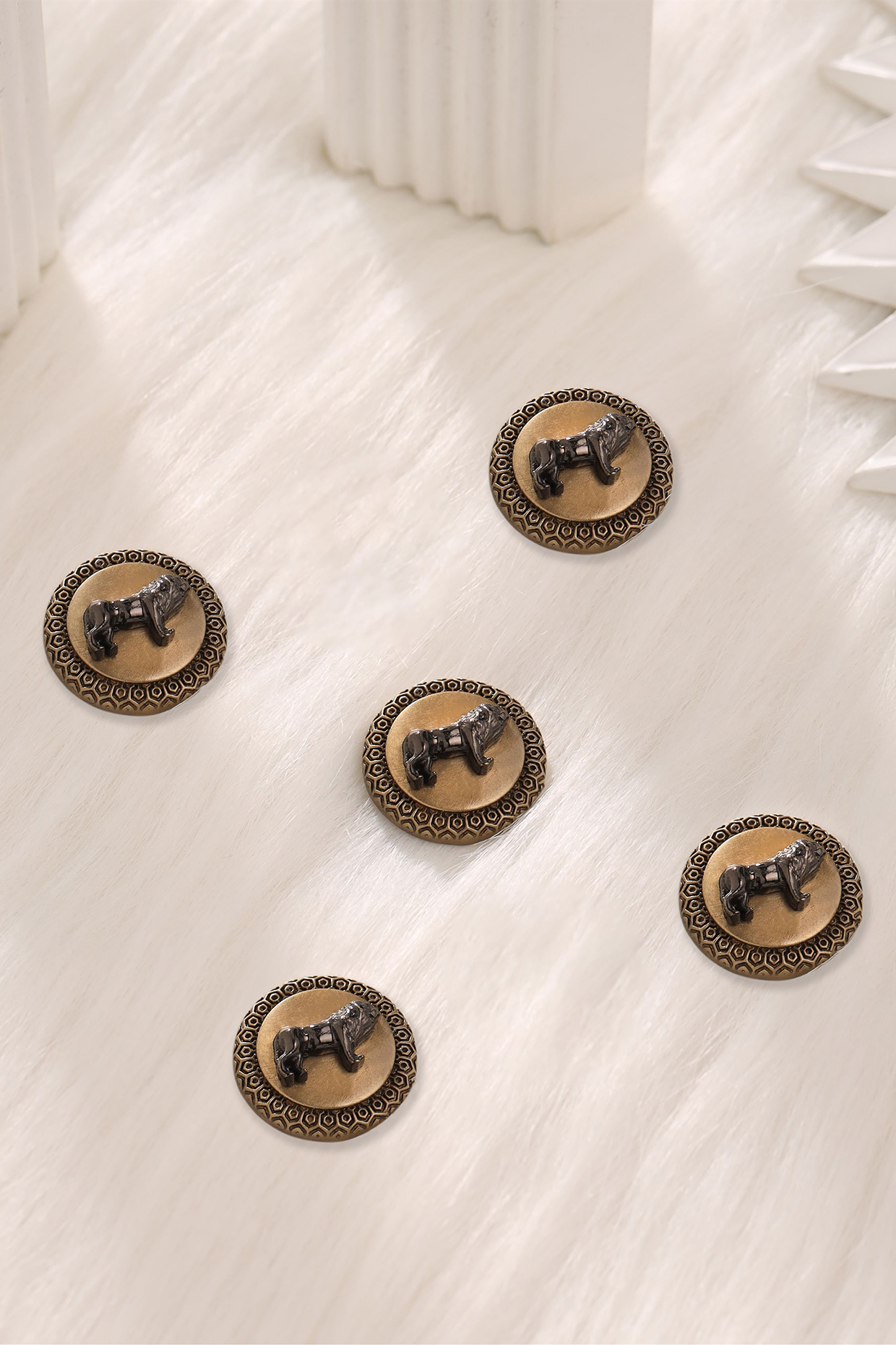 Antique Gold Brass Buttons (Set of 5) by Cosa Nostraa