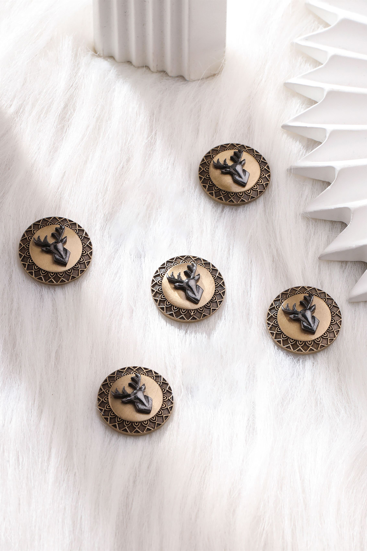 Antique Gold Brass Buttons (Set of 5) by Cosa Nostraa