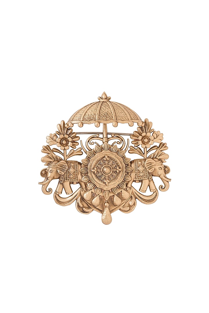 Oxidised Antique Gold Majestic Elephant Brooch by Cosa Nostraa at Pernia's Pop Up Shop