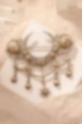 Oxidised Antique Gold Celestial Radiance Crescent Brooch by Cosa Nostraa at Pernia's Pop Up Shop