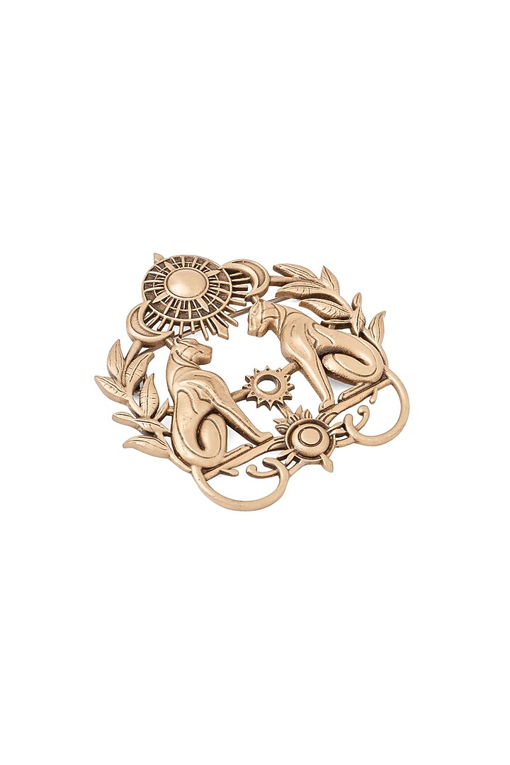 Oxidised Antique Gold Eternal Feline Harmony Brooch by Cosa Nostraa at Pernia's Pop Up Shop
