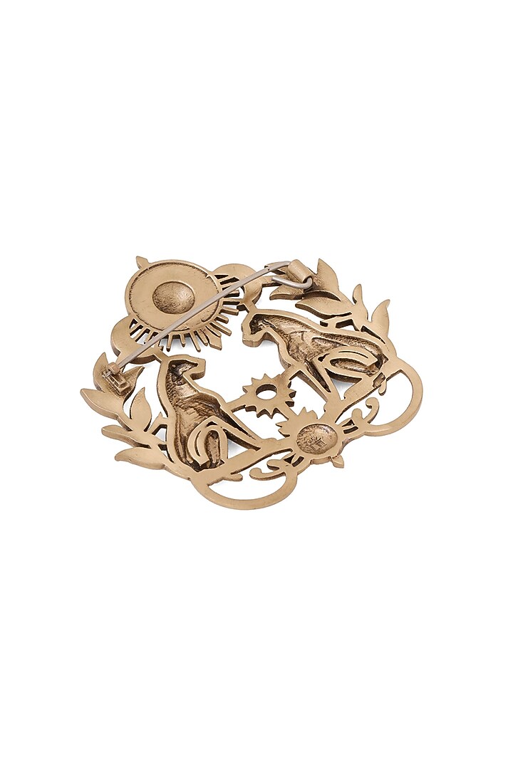 Oxidised Antique Gold Eternal Feline Harmony Brooch by Cosa Nostraa at Pernia's Pop Up Shop