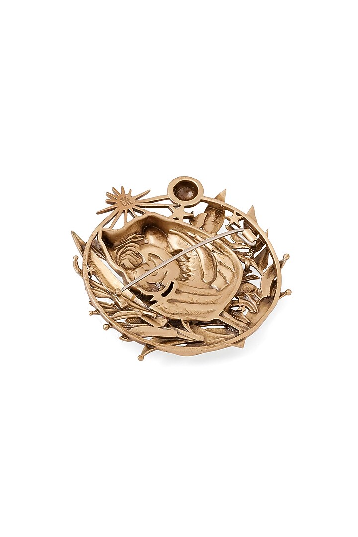 Oxidised Antique Gold Majestic Guardian Brooch by Cosa Nostraa at Pernia's Pop Up Shop