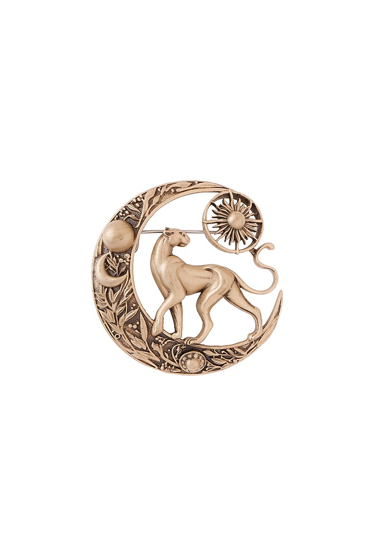 Oxidised Antique Gold Celestial Panther Brooch by Cosa Nostraa at Pernia's Pop Up Shop