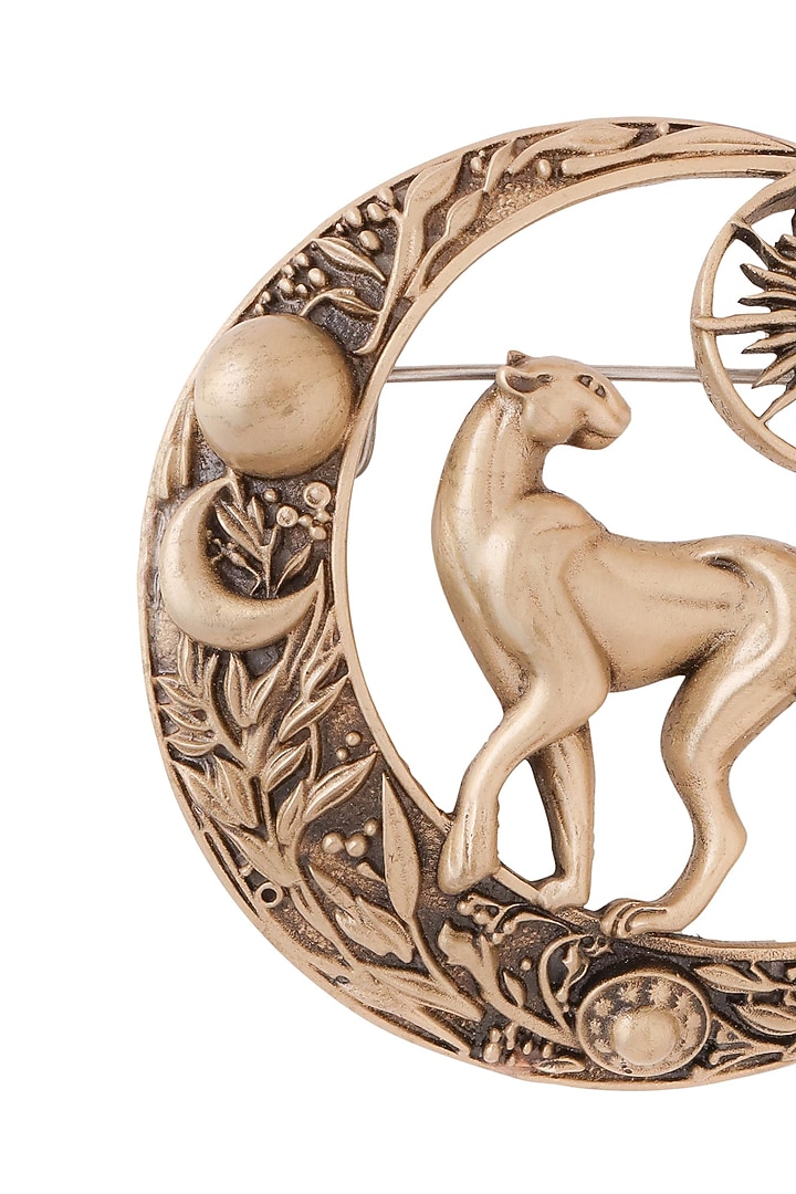 Oxidised Antique Gold Celestial Panther Brooch by Cosa Nostraa at Pernia's Pop Up Shop