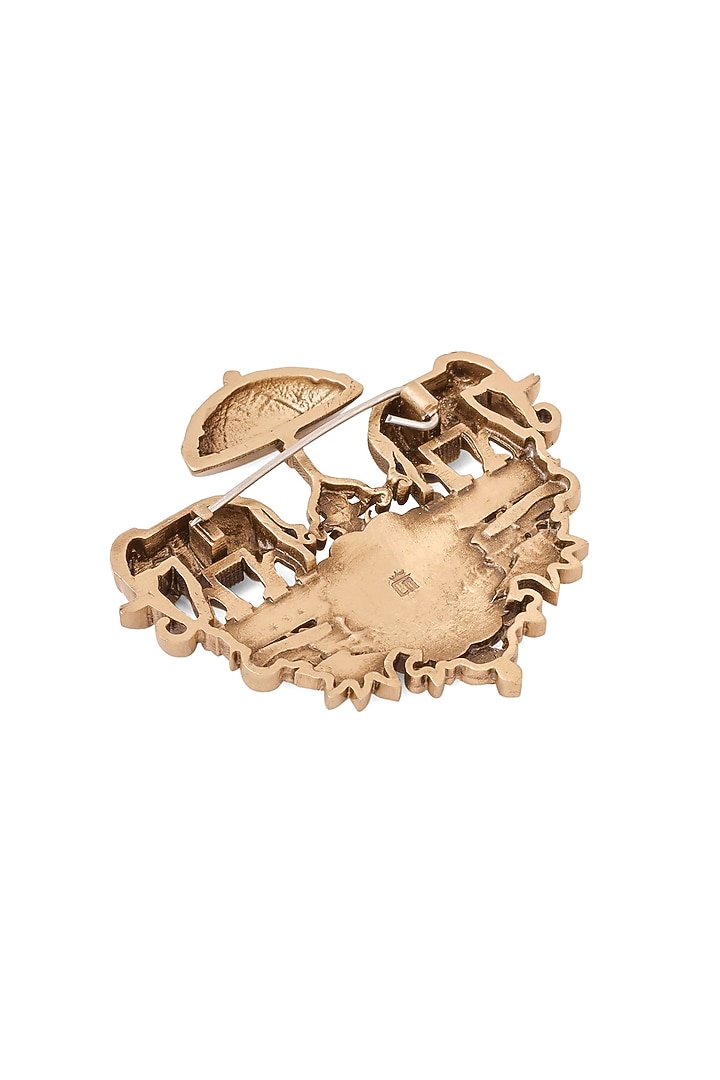 Oxidised Antique Gold Regal Elephant Chariot Brooch by Cosa Nostraa at Pernia's Pop Up Shop