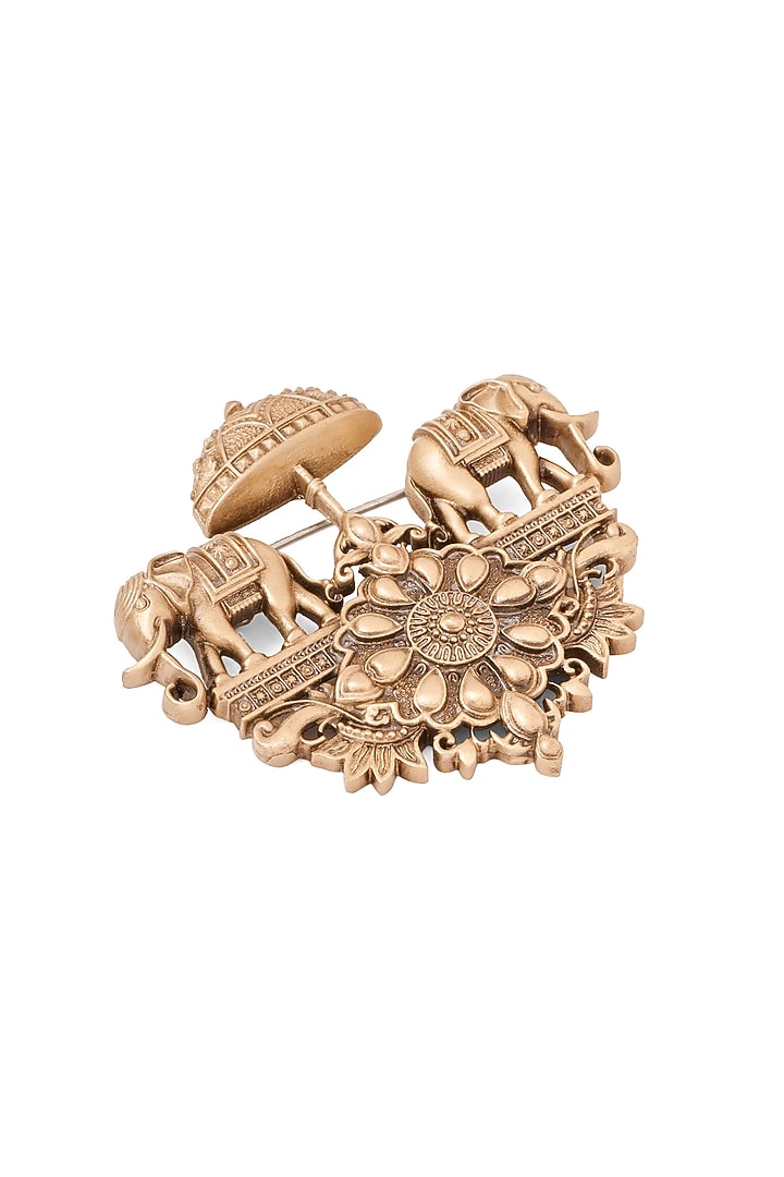 Oxidised Antique Gold Regal Elephant Chariot Brooch by Cosa Nostraa at Pernia's Pop Up Shop