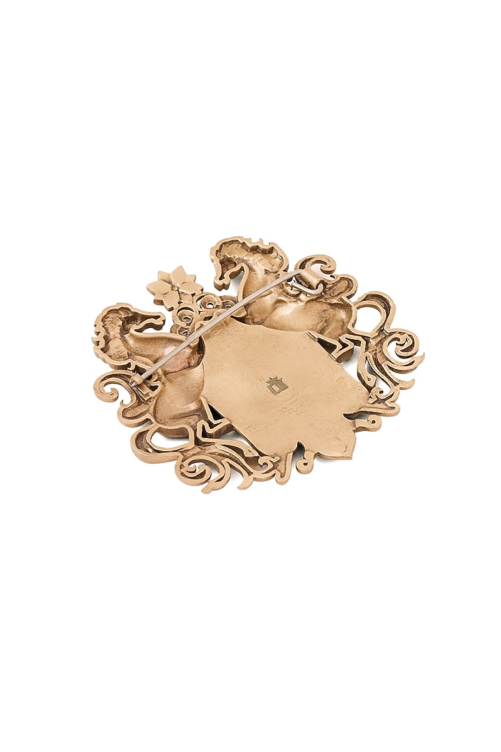Oxidised Antique Gold Royal Stallion Crest Brooch by Cosa Nostraa at Pernia's Pop Up Shop