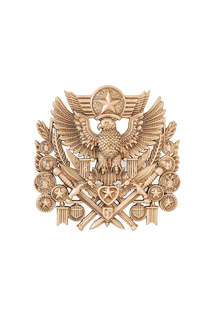 Oxidised Antique Gold Imperial Eagle Crest Brooch by Cosa Nostraa at Pernia's Pop Up Shop