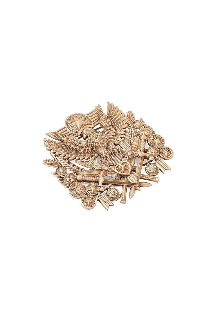 Oxidised Antique Gold Imperial Eagle Crest Brooch by Cosa Nostraa at Pernia's Pop Up Shop