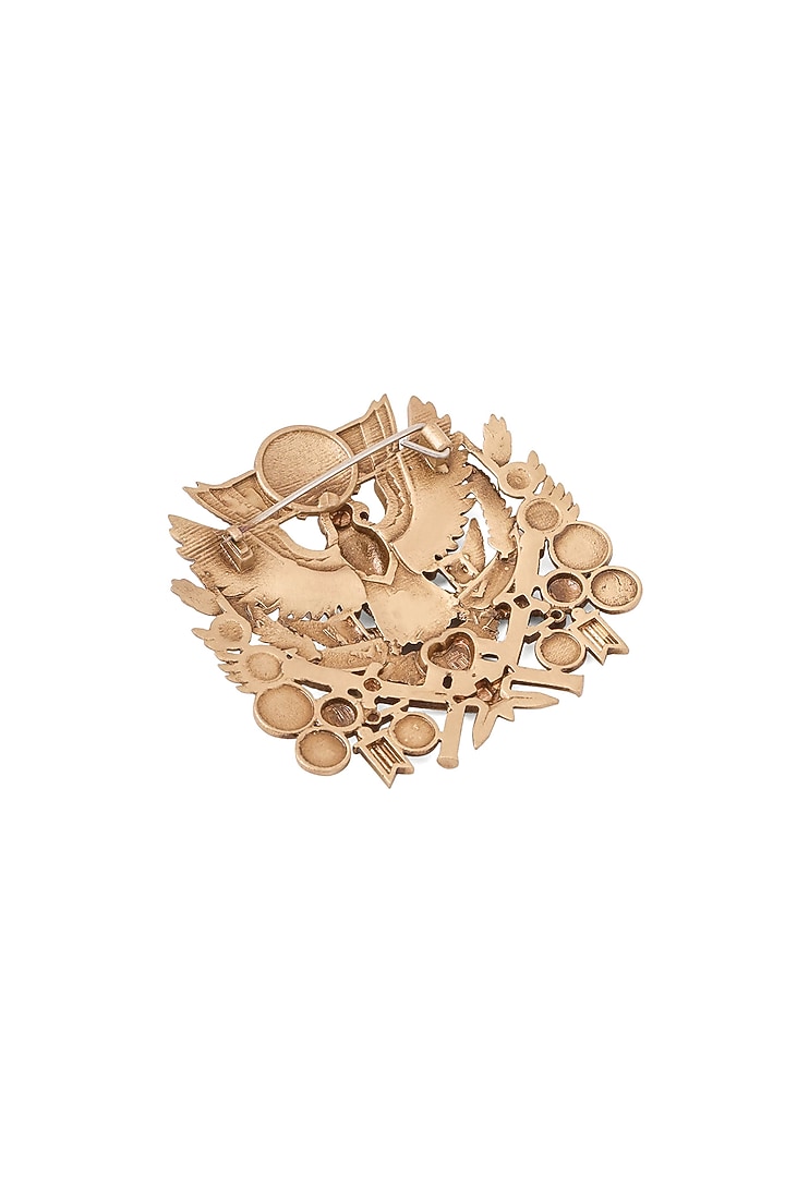 Oxidised Antique Gold Imperial Eagle Crest Brooch by Cosa Nostraa at Pernia's Pop Up Shop