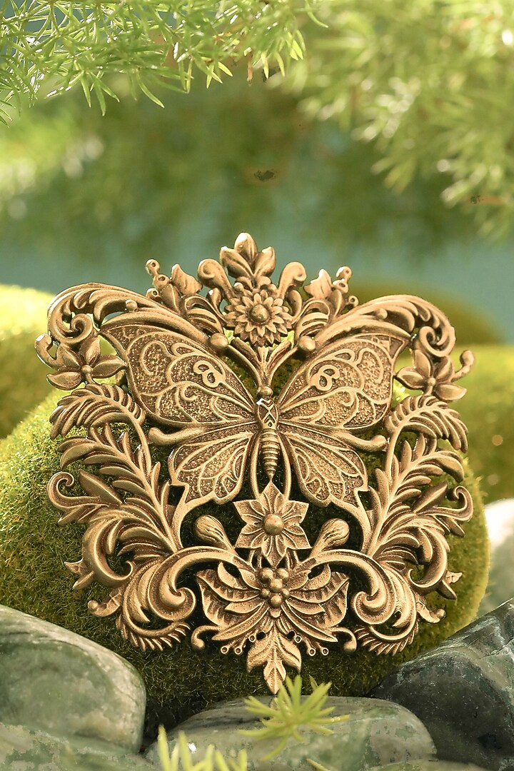 Oxidised Antique Gold Majestic Butterfly Filigree Brooch by Cosa Nostraa at Pernia's Pop Up Shop
