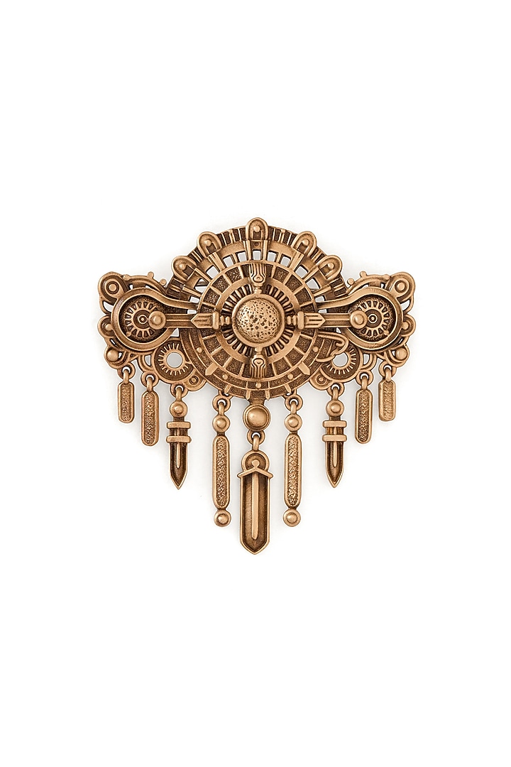 Oxidised Antique Gold Regal Emblem Brooch by Cosa Nostraa at Pernia's Pop Up Shop