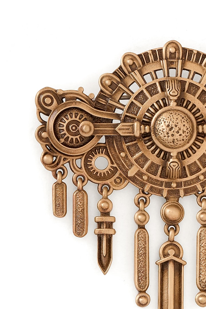 Oxidised Antique Gold Regal Emblem Brooch by Cosa Nostraa at Pernia's Pop Up Shop