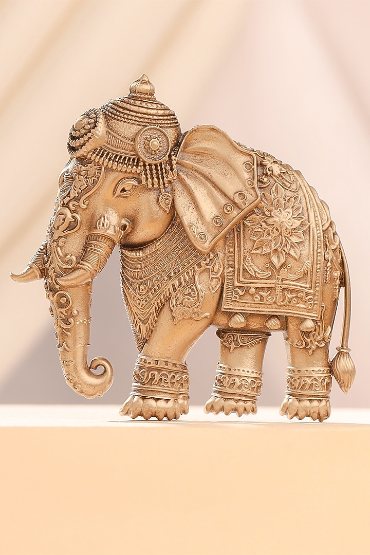 Oxidised Antique Gold Royal Maharaja Elephant Brooch by Cosa Nostraa at Pernia's Pop Up Shop