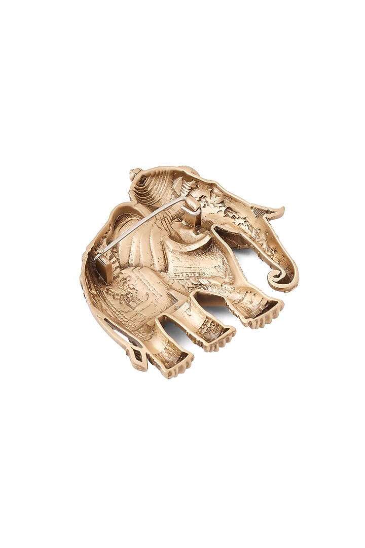 Oxidised Antique Gold Royal Maharaja Elephant Brooch by Cosa Nostraa at Pernia's Pop Up Shop