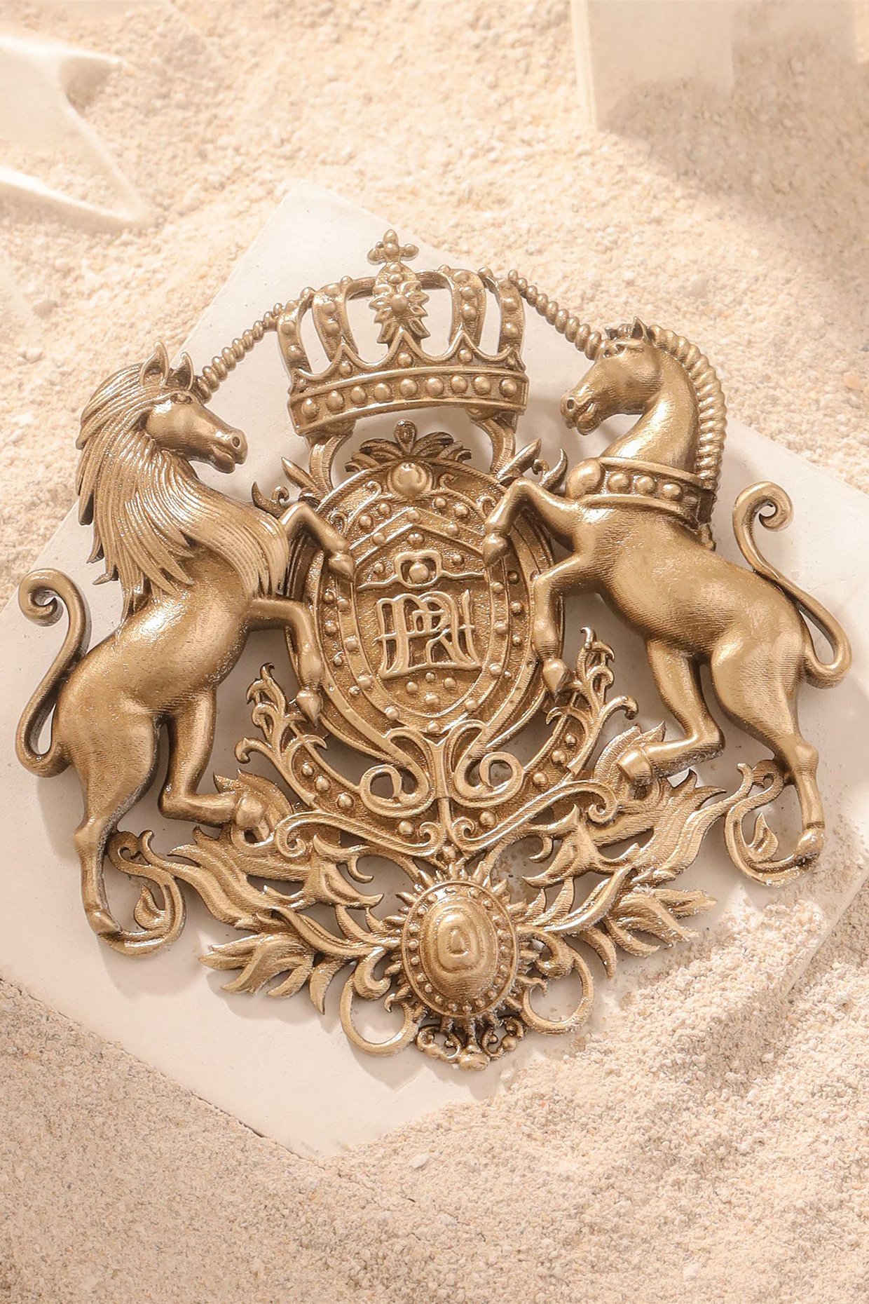 Oxidised Antique Gold Regal Majestic Unicorn Brooch by Cosa Nostraa