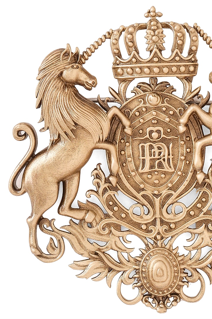 Oxidised Antique Gold Regal Majestic Unicorn Brooch by Cosa Nostraa at Pernia's Pop Up Shop