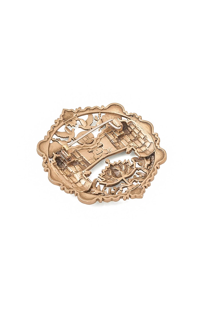 Oxidised Antique Gold Heritage Lotus City Brooch by Cosa Nostraa at Pernia's Pop Up Shop