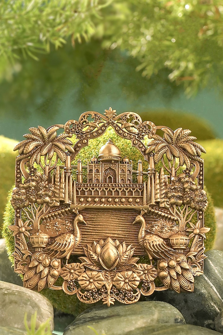 Oxidised Antique Gold Taj Garden Elegance Brooch by Cosa Nostraa