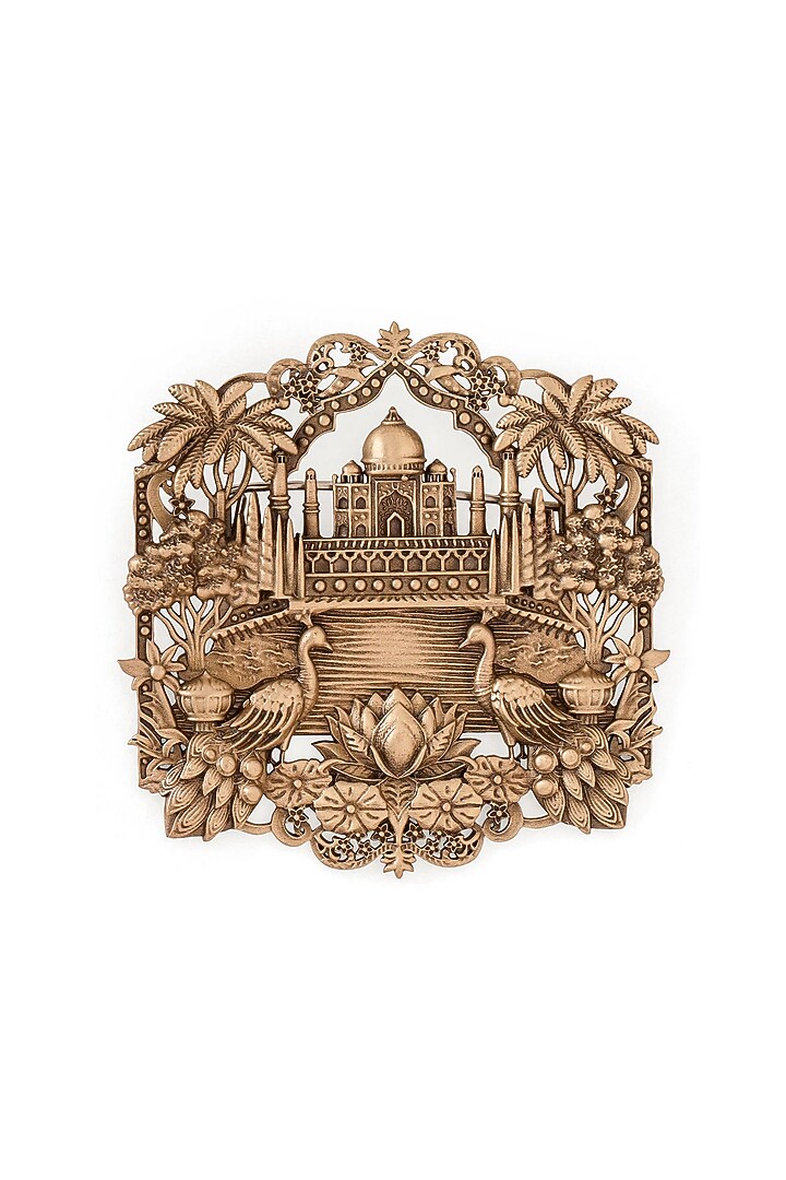 Oxidised Antique Gold Taj Garden Elegance Brooch by Cosa Nostraa at Pernia's Pop Up Shop