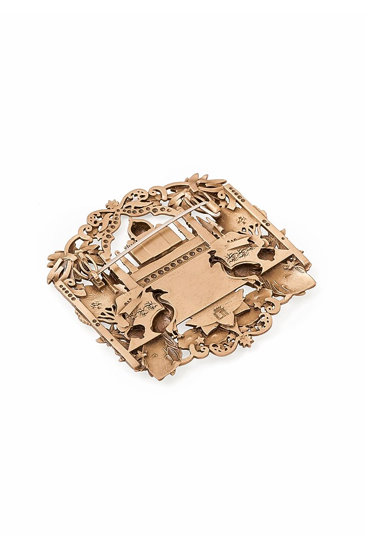 Oxidised Antique Gold Taj Garden Elegance Brooch by Cosa Nostraa at Pernia's Pop Up Shop