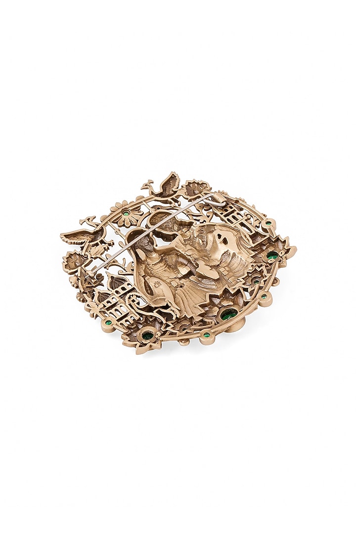 Oxidised Antique Gold Divine Love Krishna-Radha Brooch by Cosa Nostraa at Pernia's Pop Up Shop