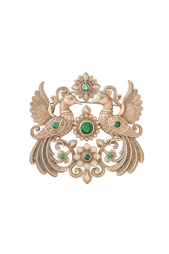 Oxidised Antique Gold Peacock Enchantment Brooch by Cosa Nostraa at Pernia's Pop Up Shop