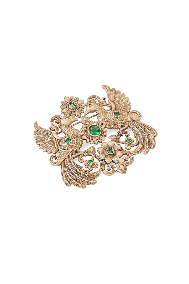 Oxidised Antique Gold Peacock Enchantment Brooch by Cosa Nostraa at Pernia's Pop Up Shop